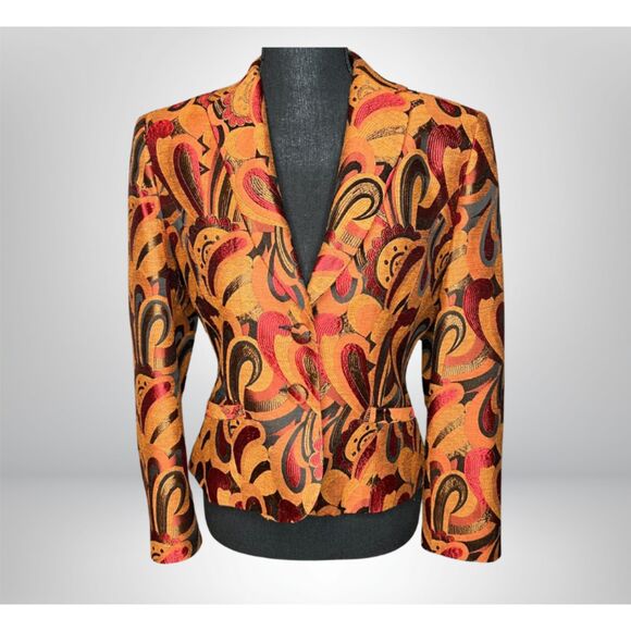 Banu Paris Multicolor Fitted Paisley Jacquard Blazer (8) - Picture 1 of 11